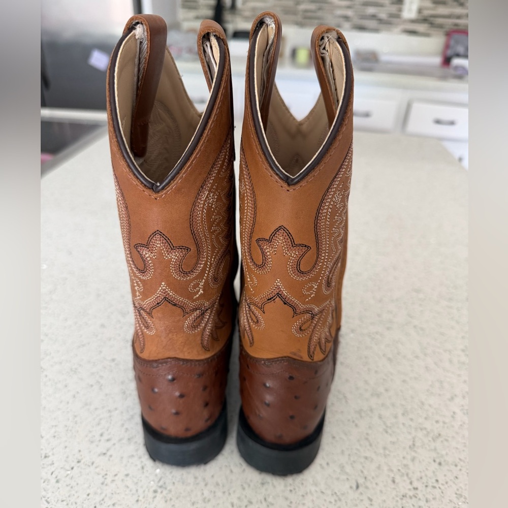 Kids Brown/Tan Western Cowboy Boots - Picture 4 of 5